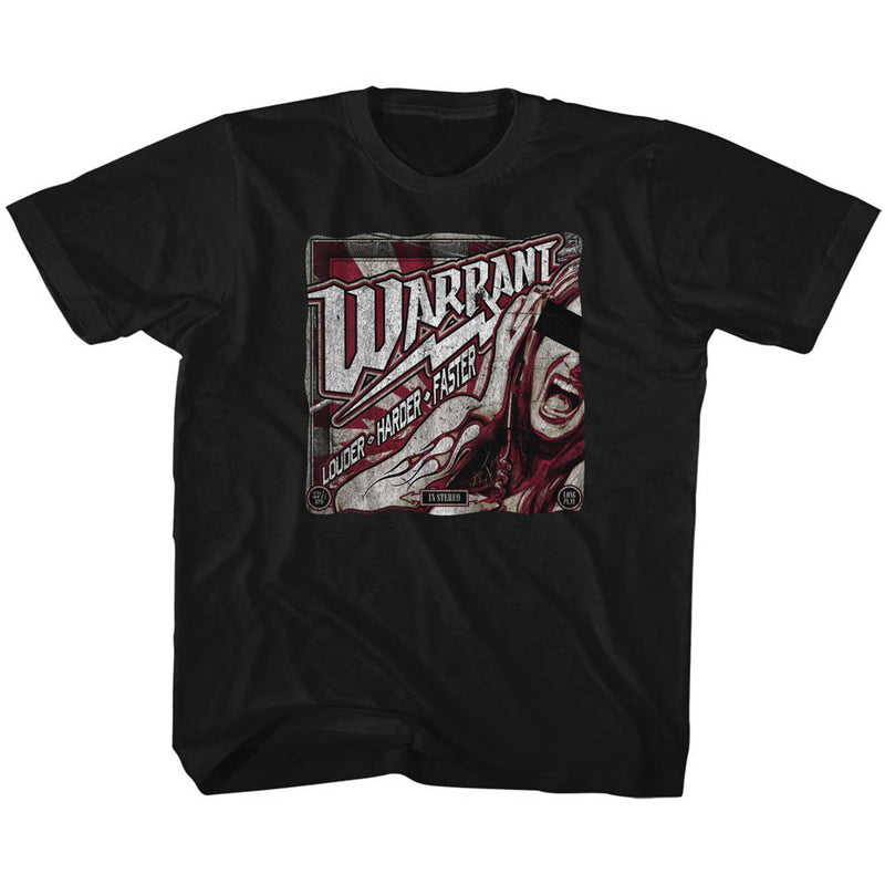 Warrant Toddler S/S T-Shirt - Louder Harder Faster - Solid Black