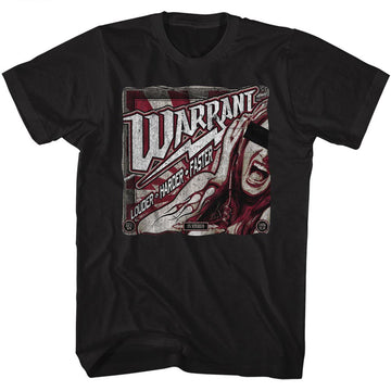 Warrant Mens S/S T-Shirt - Louder Harder Faster - Solid Black