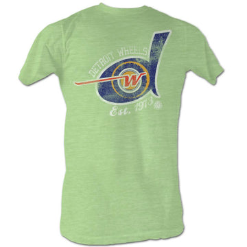 Wfl Mens S/S T-Shirt - Detroit Wheels - Heather Kelly Heather