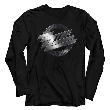 ZZ Top Mens L/S T-Shirt - Metal Logo - Solid Black