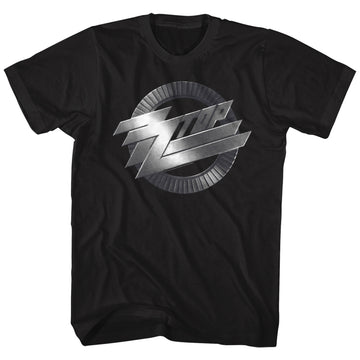 ZZ Top Mens S/S T-Shirt - Metal Logo - Solid Black