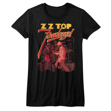 ZZ Top Girls Juniors S/S T-Shirt - Fandango - Solid Black