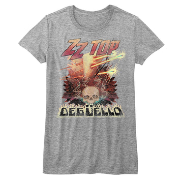 ZZ Top Girls Juniors S/S T-Shirt - Deguello - Heather Gray Heather
