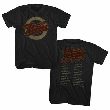 ZZ Top Mens S/S T-Shirt - 1990 Us Tour - Solid Black