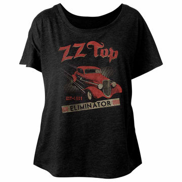 ZZ Top Ladies S/S Dolman - Est 1969 - Heather Vintage Black