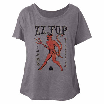 ZZ Top Ladies S/S Dolman - Tonnage Tour - Heather Premium Heather