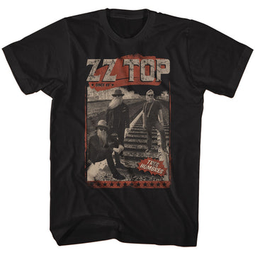 ZZ Top Mens S/S T-Shirt - Hombres Track - Solid Black