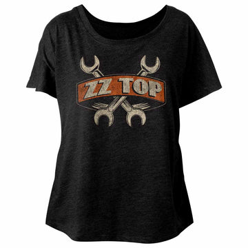 ZZ Top Ladies S/S Dolman - Wrenches - Heather Vintage Black