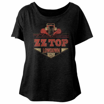 ZZ Top Ladies S/S Dolman - Lowdown - Heather Vintage Black