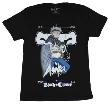 Black Clover Mens T-Shirt - Colorful Smiling Asta Image Over Symbol