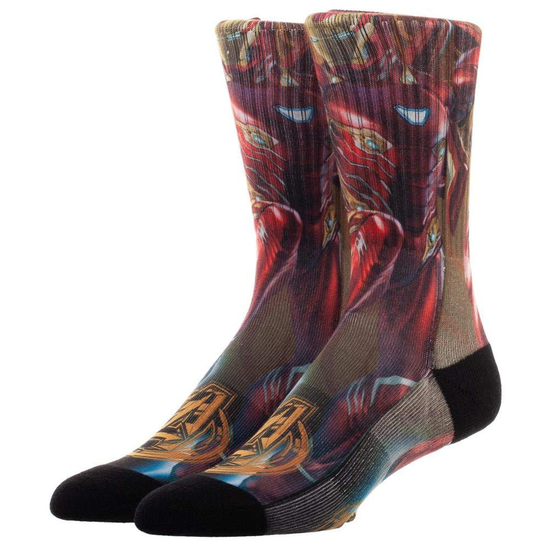 Bioworld Marvel Avengers Infinity War Iron Man Sublimated Character Design Crew Socks
