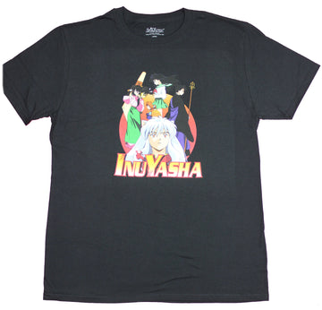 Inuyasha Mens T-Shirt - Group Above Staring Ahead Over Name Image