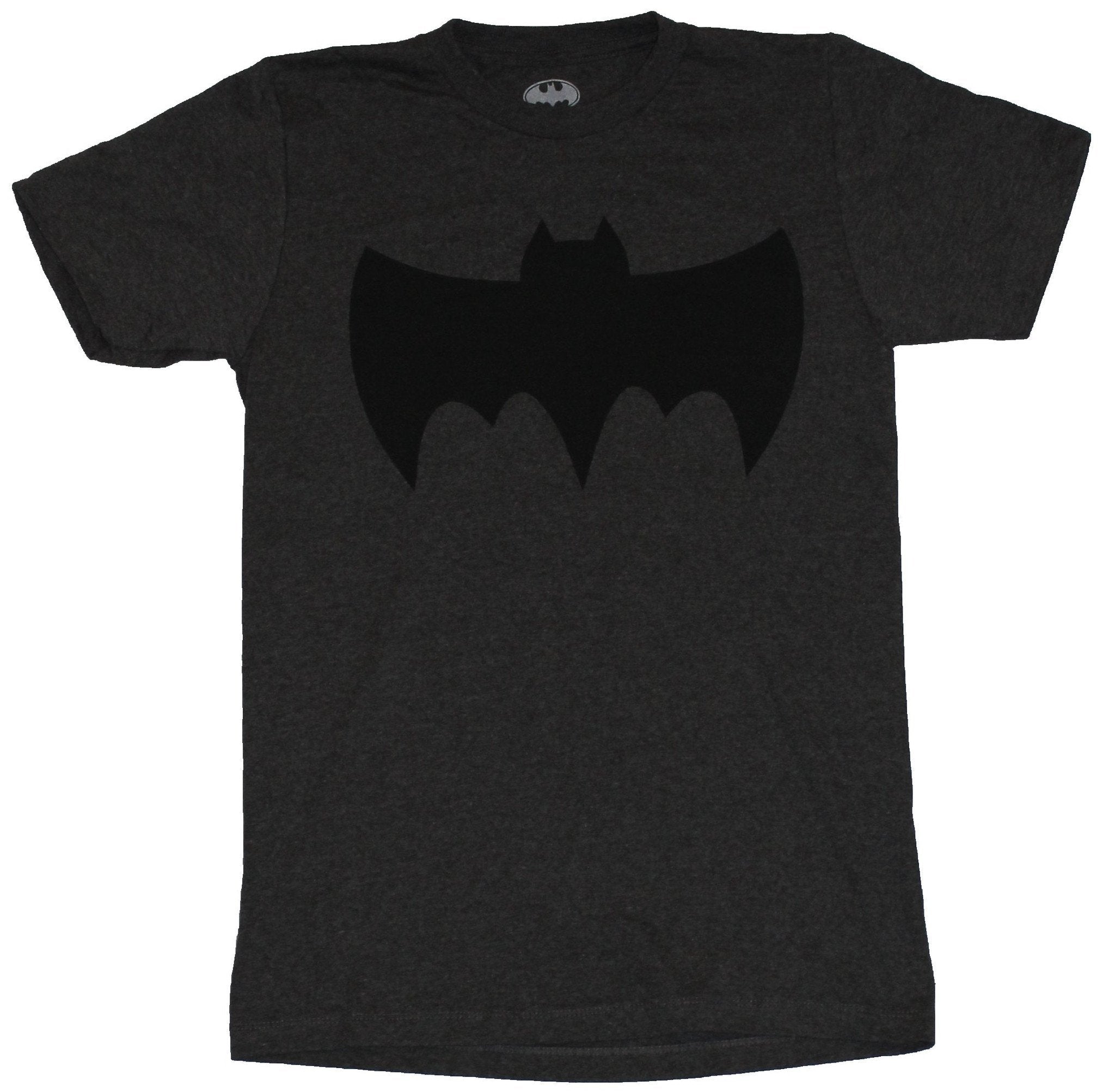 Batman (DC Comics) Mens T-Shirt - Sharp Winged Simple Short Ear Black Logo
