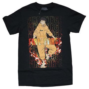 Fire Force Mens T-Shirt - Shinra Kusakabe In Flame Over Name Drop