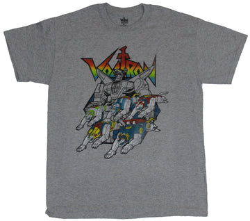 Voltron Mens T-Shirt - 5 Lion Group Under Standing Voltron Image