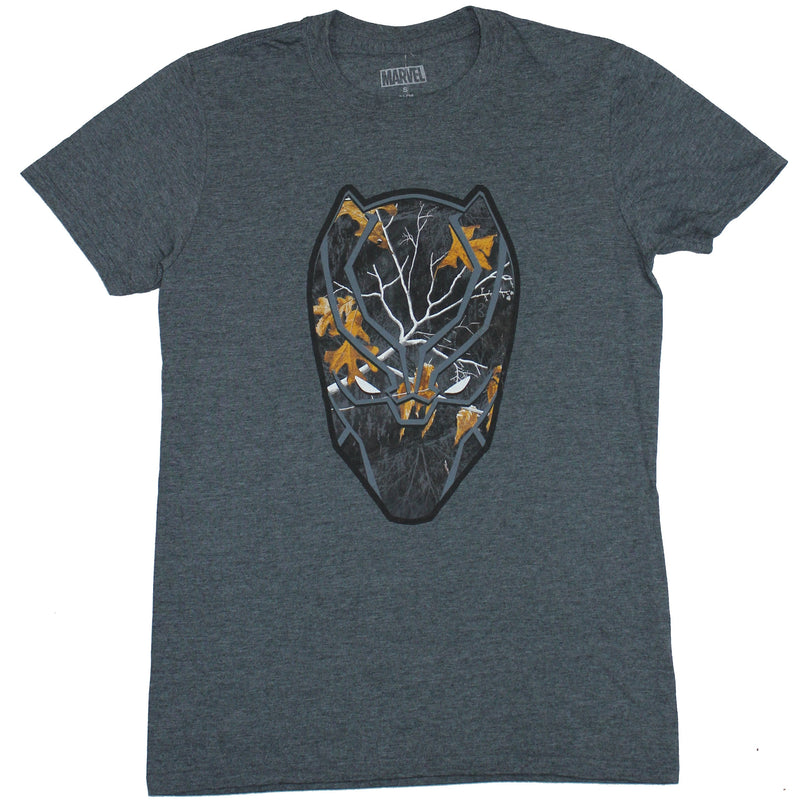Black Panther (Marvel Comics) Mens T-Shirt - Black Panther Head Camo Filled Image