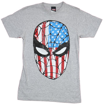 Spider-man Marvel Comics Mens T-Shirt - American Flag Face