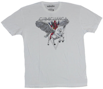 Deadpool (Marvel Comics) Mens T-Shirt - Chimichanga Pegasus Riding Deadpool