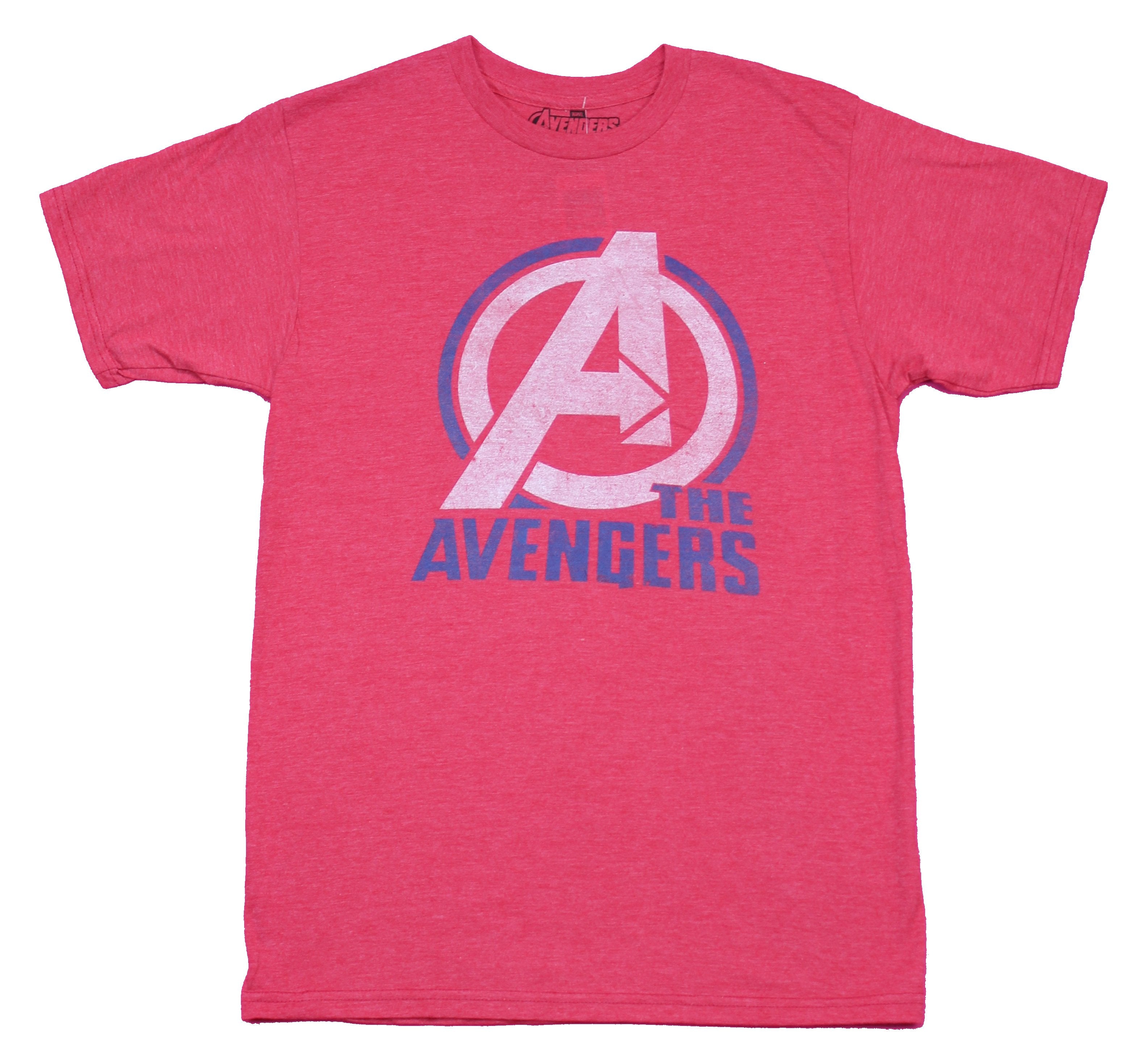 The Avengers Marvel Mens T-Shirt  - Distressed White A Logo Over Name Image