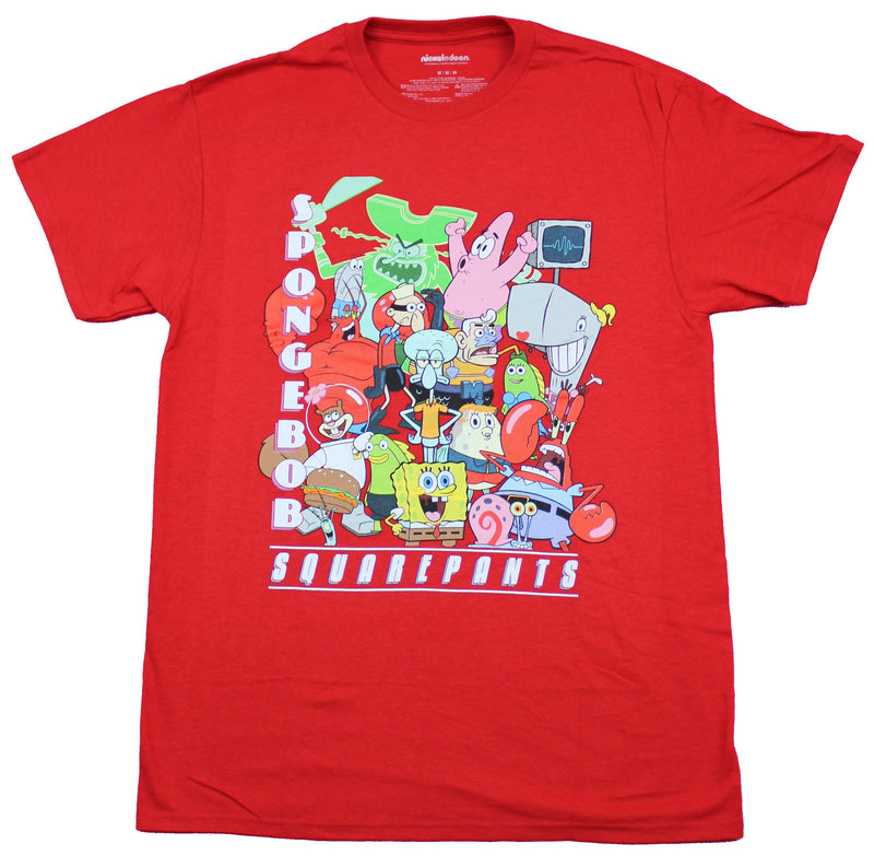 Spongebob Squarepants Mens T-Shirt  - Giant Cast Character Pile Up