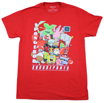 Spongebob Squarepants Mens T-Shirt  - Giant Cast Character Pile Up