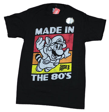 Super Mario Brothers Mens T-Shirt - Made in the 80s Raccoon Mario Rainbow