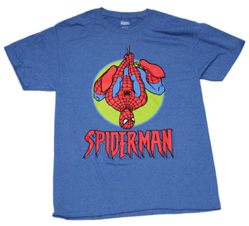 Spider-man Mens T-Shirt - Comic style Upside Down Hang