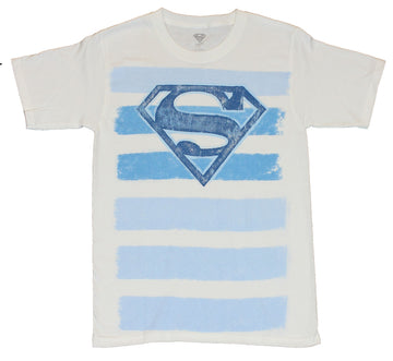 Superman (DC Comics) Mens T-Shirt - Superman Striped Ligh Blue Logo Image