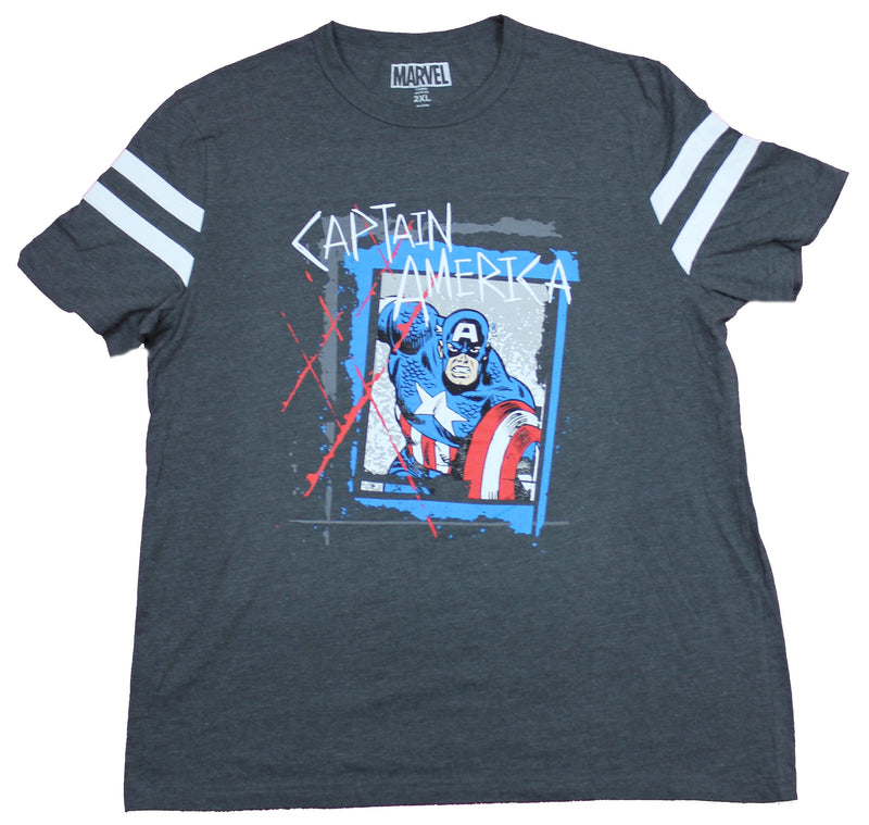 Captain America Mens T-Shirt  - Charging Comic Cap in Painted Box