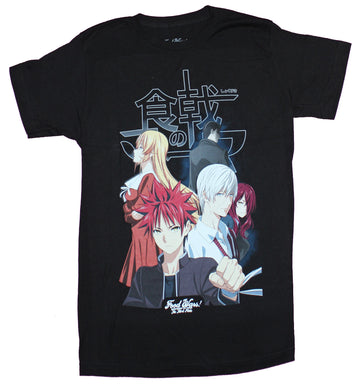 Food Wars Mens T-Shirt - Main Characters Under Kanji Logo Image