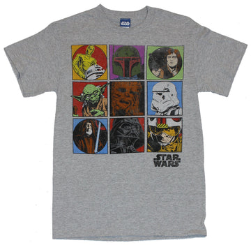 Star Wars Mens T-Shirt - Nine Box Original Main Trilogy Characters Image