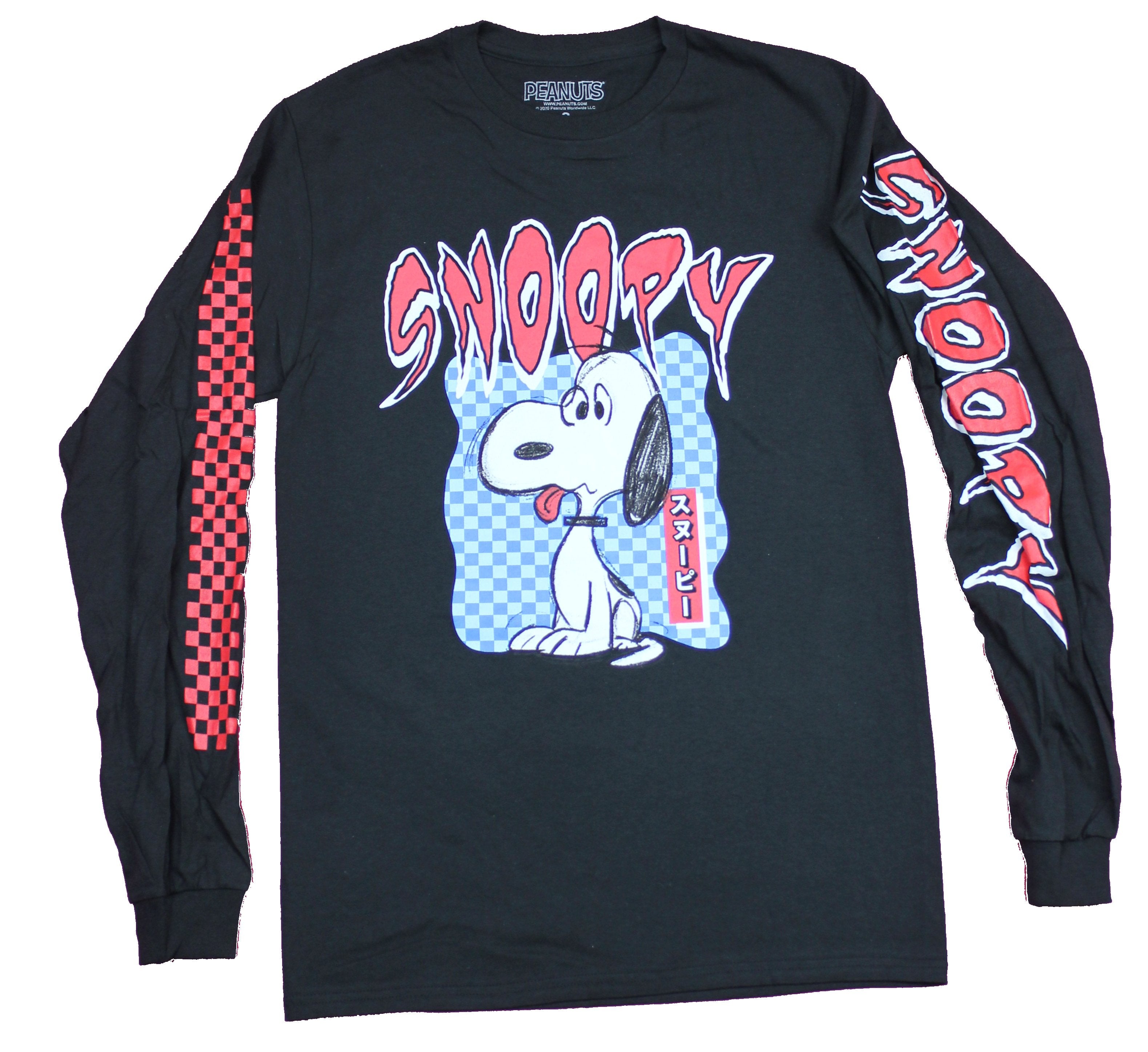 Peanuts Mens Long Sleeve T-Shirt  - Snoopy  Silly Snoopy W/ Kanji & Sleeve design