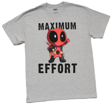 Deadpool Gray Mens T-Shirt - Maximum Effort Chibi Deadpool