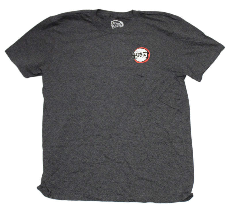 Demon Slayer Mens T-Shirt  - Lapel Kanji Logo  Big Logo Back