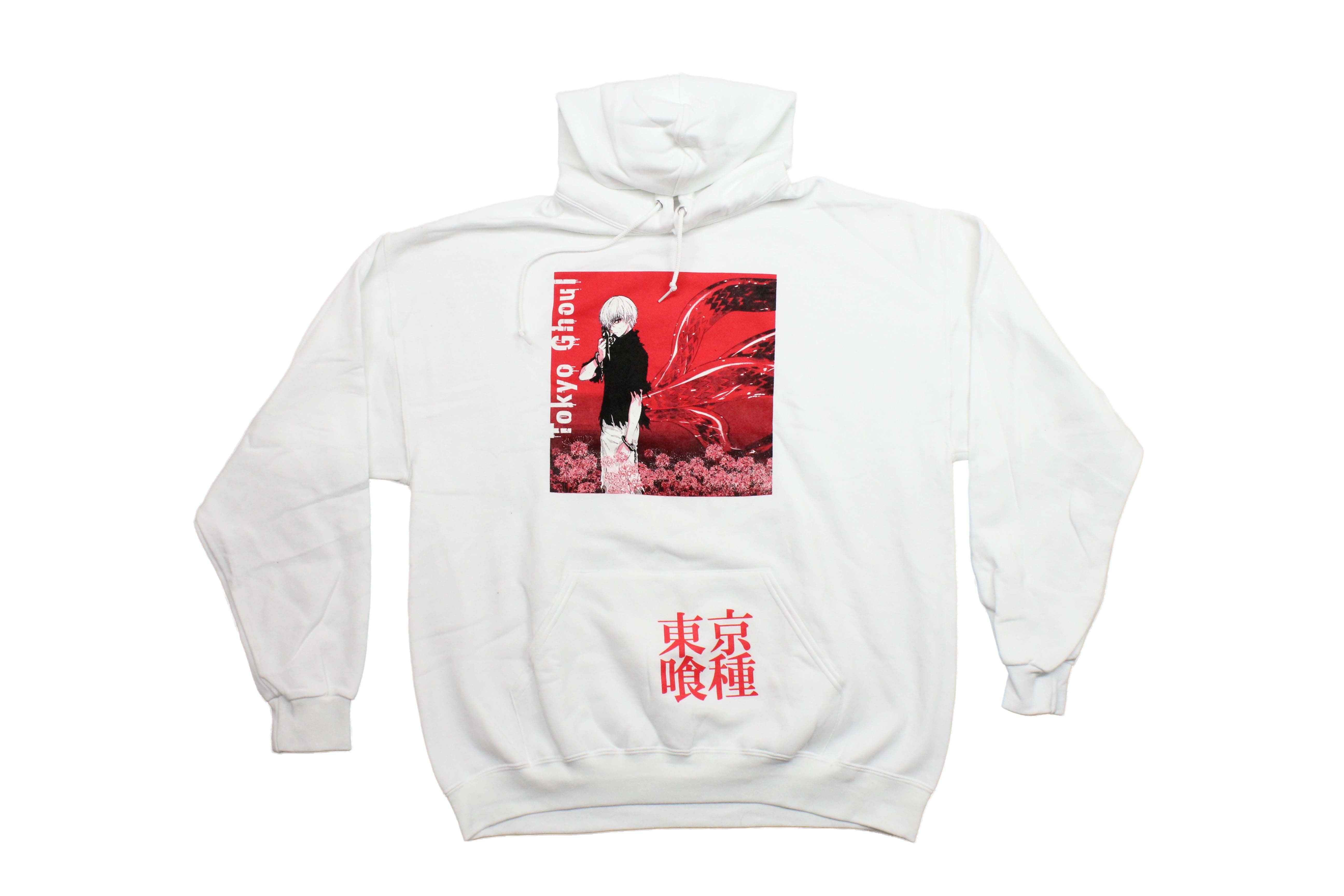 Tokyo Ghoul White Hoodie Featuring Kaneki Spider Lilies and Kagune