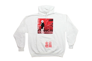 Tokyo Ghoul White Hoodie Featuring Kaneki, Spider Lilies and Kagune.