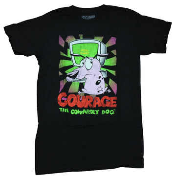 Courage the Cowardly Dog Mens T-Shirt - Distressed Courage on the Computer You Twit