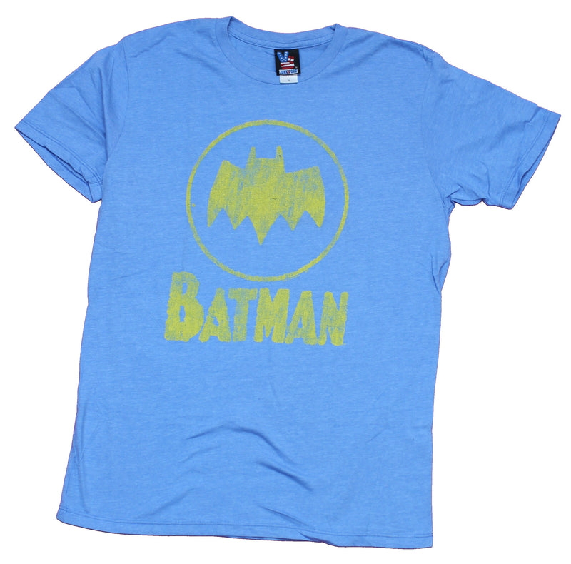 Batman Mens T-Shirt - Distressed Circle Yellow Logo - Inmyparentsbasement.com
