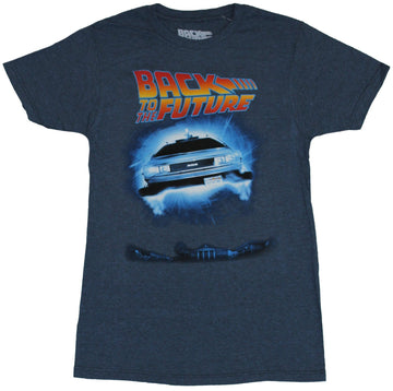 Back to the Future Mens T-Shirt - Floating DeLorean  Under Logo