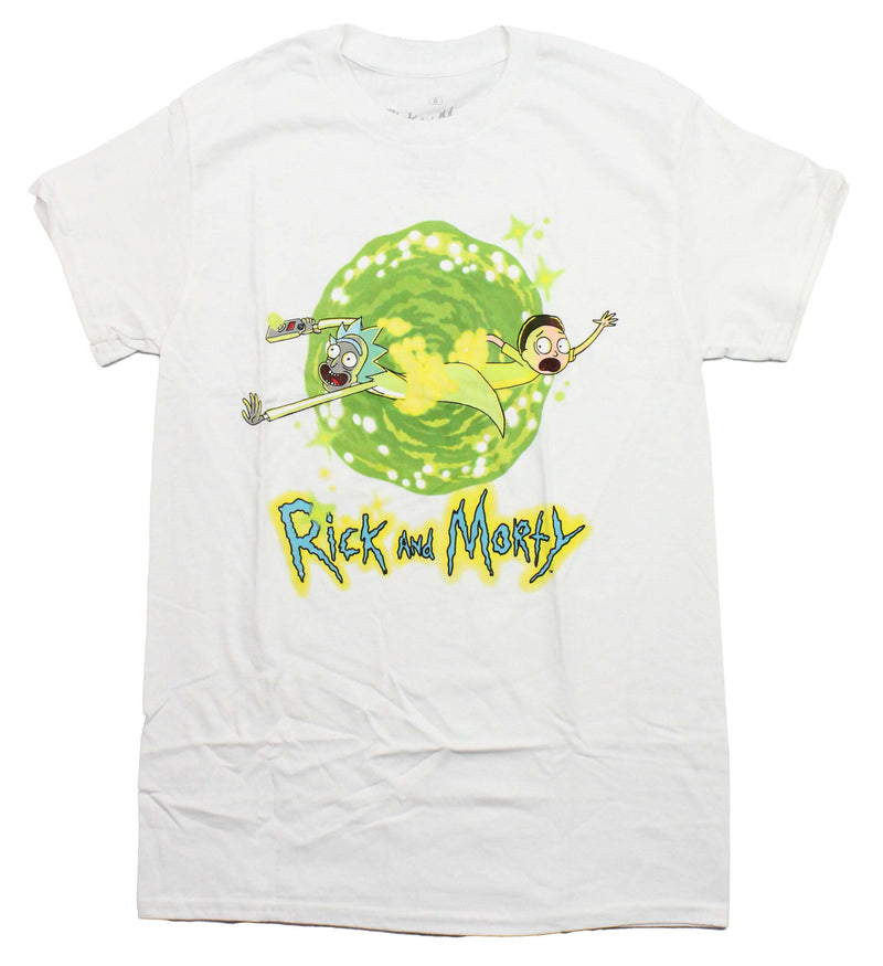 Rick and Morty Mens T-Shirt - In Front of Green Portal Image