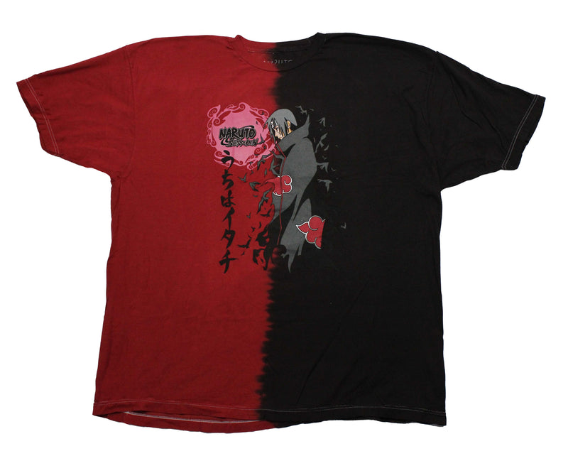 Naruto Shippuden  Mens T-Shirt - Split Tie Dye Itachi Birds Facing Logo
