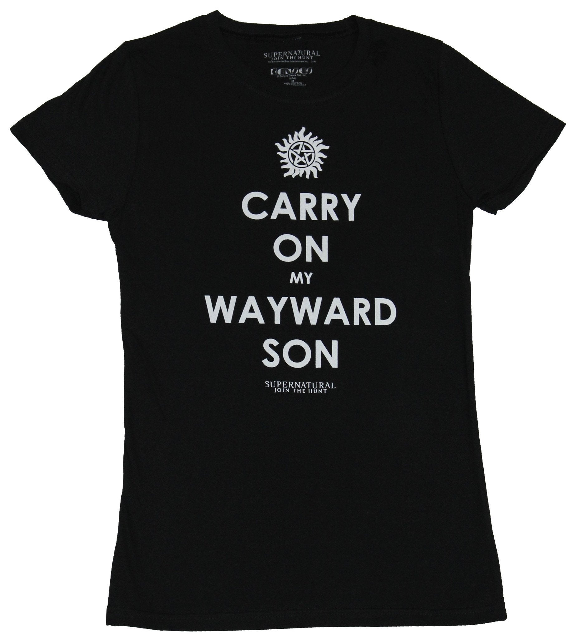 Supernatural Girls Juniors T-Shirt - Carry On My Wayward Son Word Image