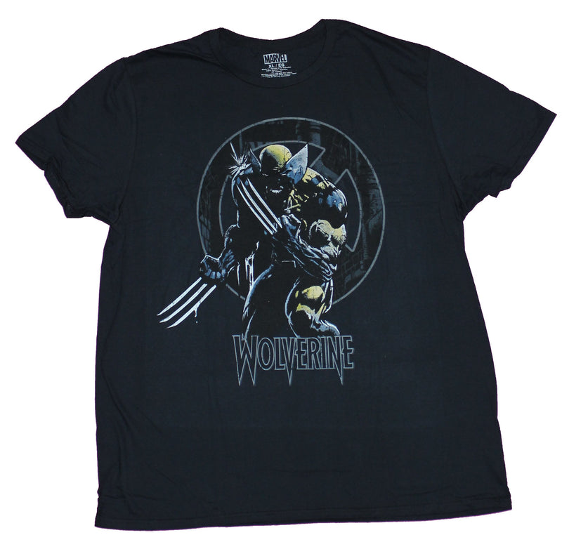 Wolverine Mens T-Shirt - Darkened Shadowy Image in Front of Logo - Inmyparentsbasement.com