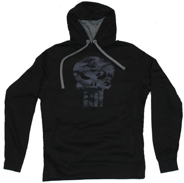 Punisher Mens Hoodie Sweatshirt - Classic Punisher Skull Logo Fillled Gray Camo