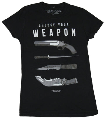 Supernatural Girls Juniors T-Shirt -  Choose your weapon Knife Gun Image