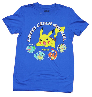 Pokemon Mens T-Shirt - Gotta Catch Em all Big Pikachu Little Circles