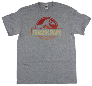 Jurassic Park Mens T-Shirt - Pale Red & Yellow Classic Logo Image