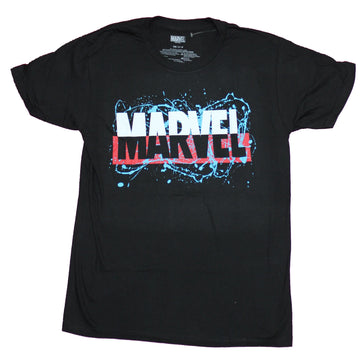 Marvel Comics  Mens T-shirt - Blue & pink Splattered Classic Logo