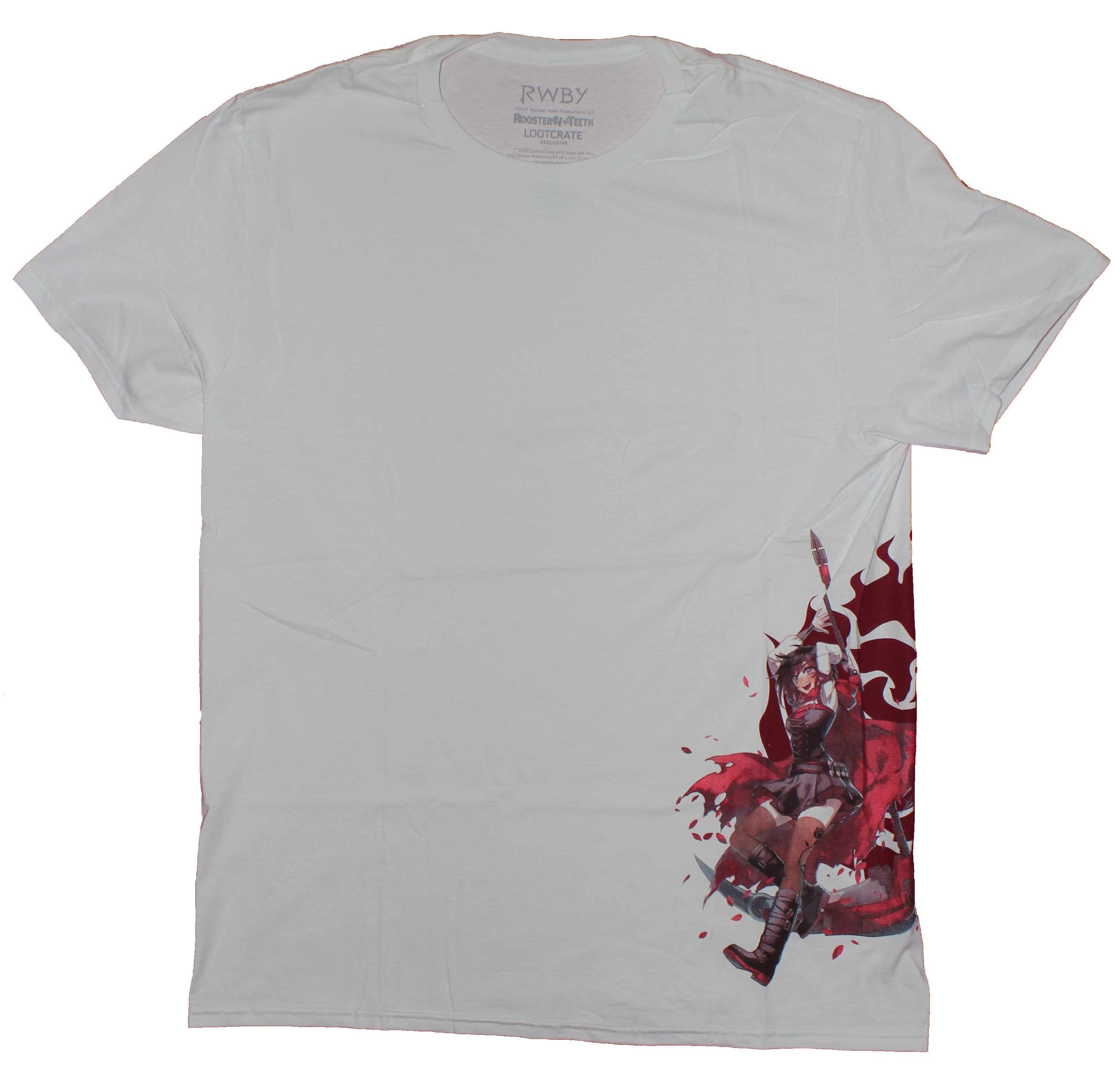 RWBY Mens T-Shirt- Side Print Attacking Character Image