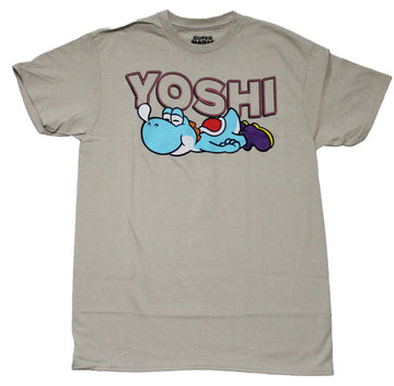 Super Mario Brothers Mens T-Shirt - Yoshi Sleeping Under Name